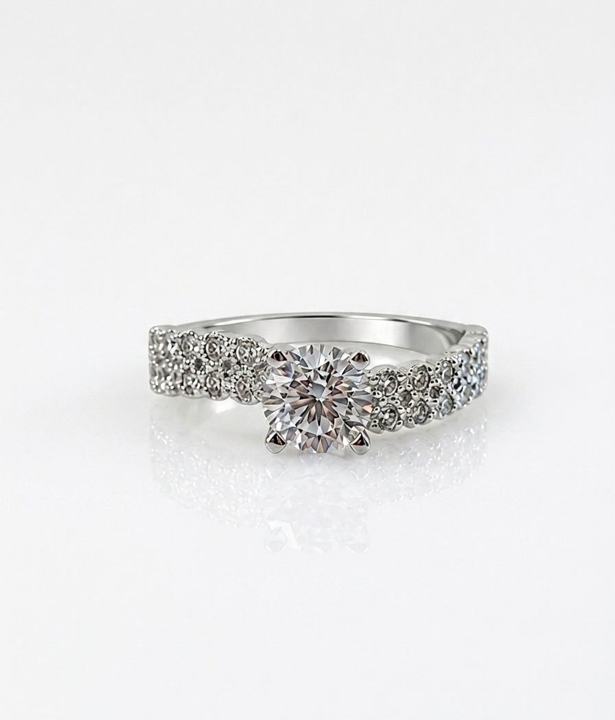 Anillo de compromiso de oro blanco 18k