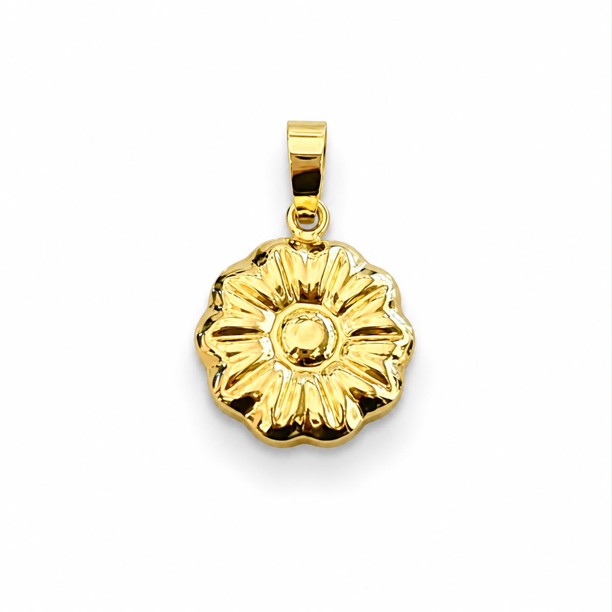 Dije Flor Inflada de Oro 18K