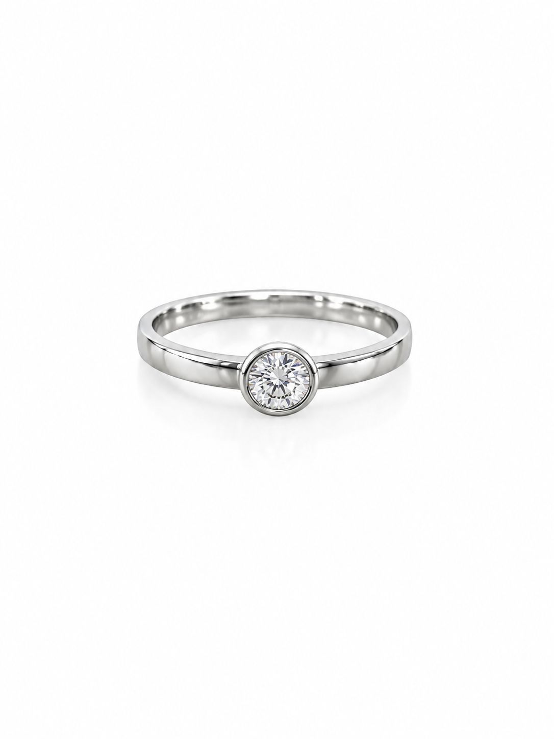 Anillo de compromiso biselado en oro blanco 18k