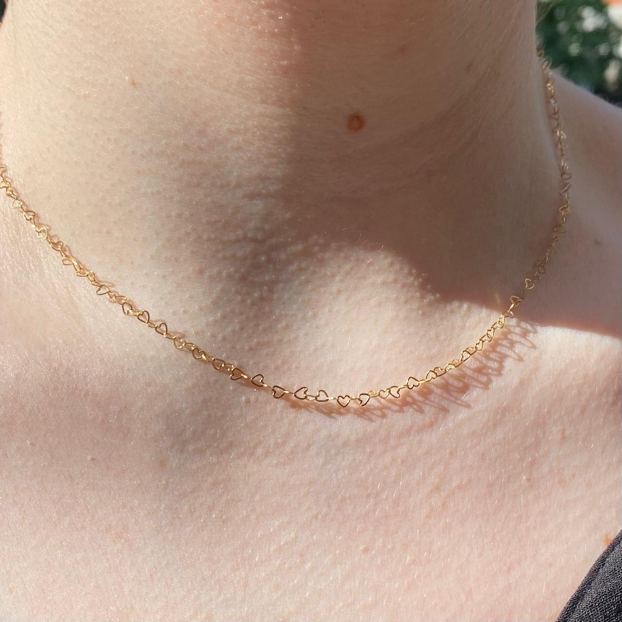 Cadena Corazones en Oro 18K